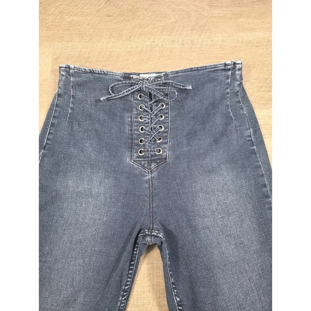 Free People Jeans Womens 30 Blue Denim‎ High Rise Tie Closure Stretch 30